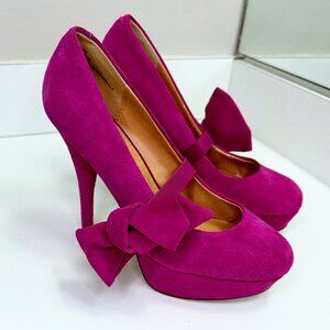 Kelsi Dagger Pink Tiffany Bow Heels